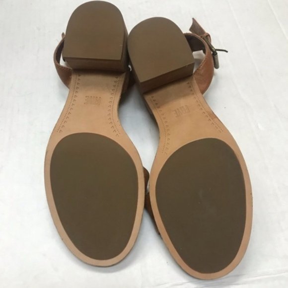Frye Cindy Cognac Leather Casual Heel Ankle Sandal - Picture 9 of 11